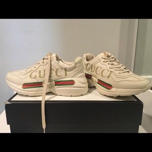 Gucci Rhyton Logo Print Leather Sneaker EU size 38